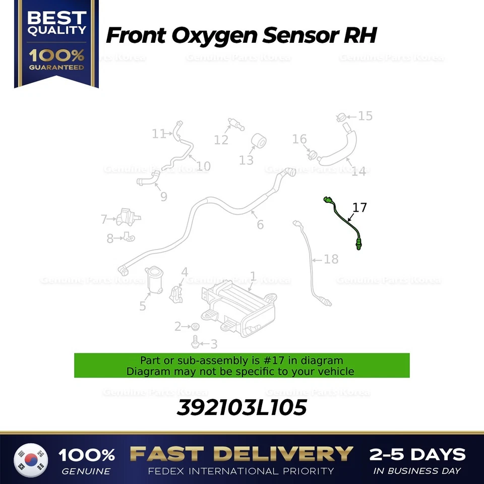 ⭐Genuine⭐ Front Oxygen Sensor RH 392103L105 for Hyundai Palisade Kia Cadenza - Image 2 of 3