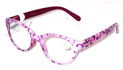EYE CANDY Ladies Readers READING EYE GLASSES Retro Design Women Pink +1.50 Pouch
