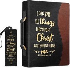 Classic Bible Cover, FINPAC Vegan Leather Carrying Book Case Church Bag Bible 