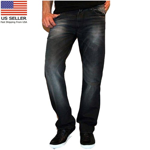 Mens Regular Fit Faded Ripped Jeans Straight Leg Distressed Denim Trousers - Picture 3 of 12