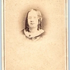 c1860s Boston, MA Ugly Masc Girl Hair Lock Curl CdV Photo Card Jewish Payot H26
