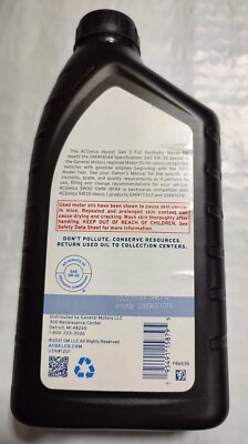 Dexos 1 Gen 3 ACDelco SAE 5W/30 FULL SYNTHETIC Motor Oil 1 QT 10