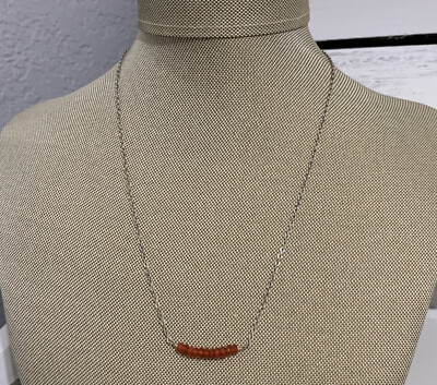 Barse Carnelian Stone Bar Sterling Silver Minimalist Necklace NWT