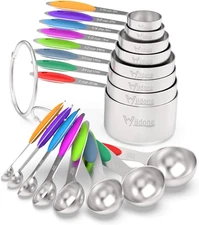 Measuring Cups & Spoons Set of 16 Wildone Premium Stainless Steel Measuring Cups
