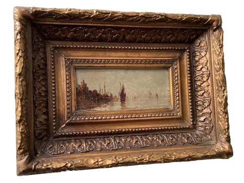 19th Century Impressionism Seascape Sailing Boats VENICE LAGOON Oil Painting - Picture 8 of 11