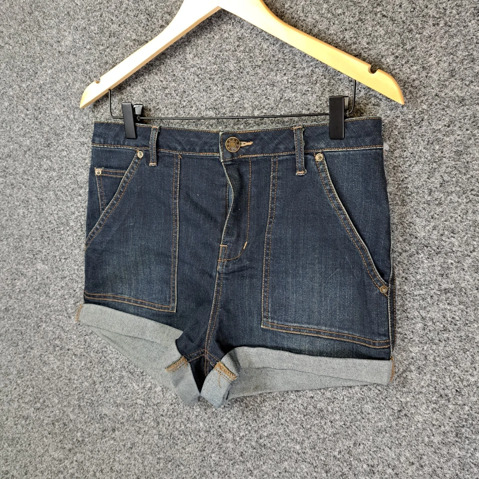 Free People Womens Shorts Size 29 Blue Denim Pockets Zip Frayed Hem - Image 4 of 4