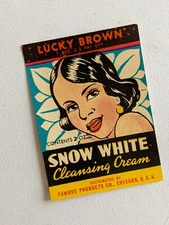 1930s Snow White Cleansing Cream Famous Products Valmor Label Black Americana