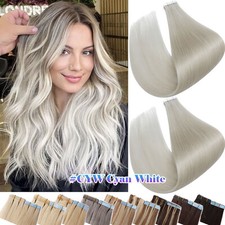 Tape in Real Hair Extensions 100 Remy Human Hair Seamless Skin Weft Full Head h