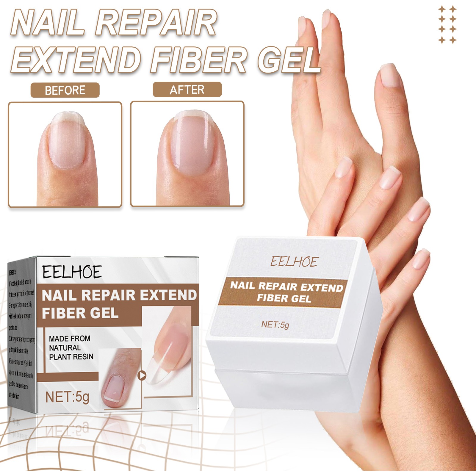 Fiber Builder Gel Nail Extension Clear UV/LED Repair Strengthening Hard Gel