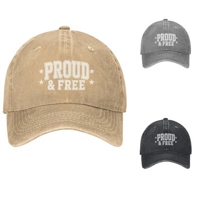 America First Patriotic Text Bold Graphic Cotton Adjustable Cap
