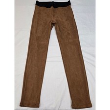 VTG Karen Kane Faux Suede Leggings Pants Medium Brown Pull On Stretch USA Made