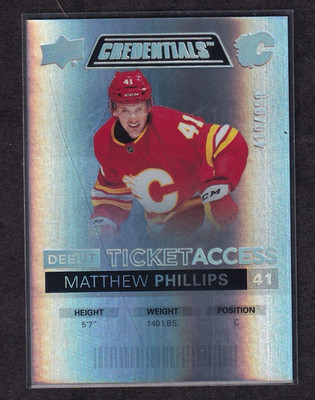 2021-22 Upper Deck Credentials - Debut Ticket Access Matthew Phillips #60...