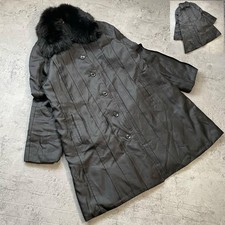 Liblre Silk Blue Fox Reversible Long Coat Used Lightweight Outerwear