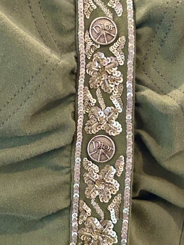 Vintage Haute Couture Christian Dior Embellished Khaki Stretch Cotton Jacket 14 - Picture 20 of 24