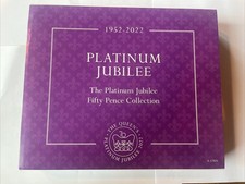 1952-2022 The Queens Platinum jubilee gold Plated 50p collection Limited Edition