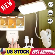 USB LED Desk Light Dimmable Bedside Reading Lamp Rechargeable Touch Control US