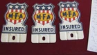 VINTAGE MFA METAL INSURED LICENSE PLATE TOPPERS ADVERTISEMENT