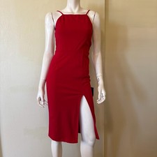 NEW Lulus Never Look Back Red Backless Bodycon Midi Dress Womens Small NWT