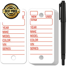 200 Pcs Poly Car Key Tags with 200 Rings and 2 1.4 x 3 inch, White