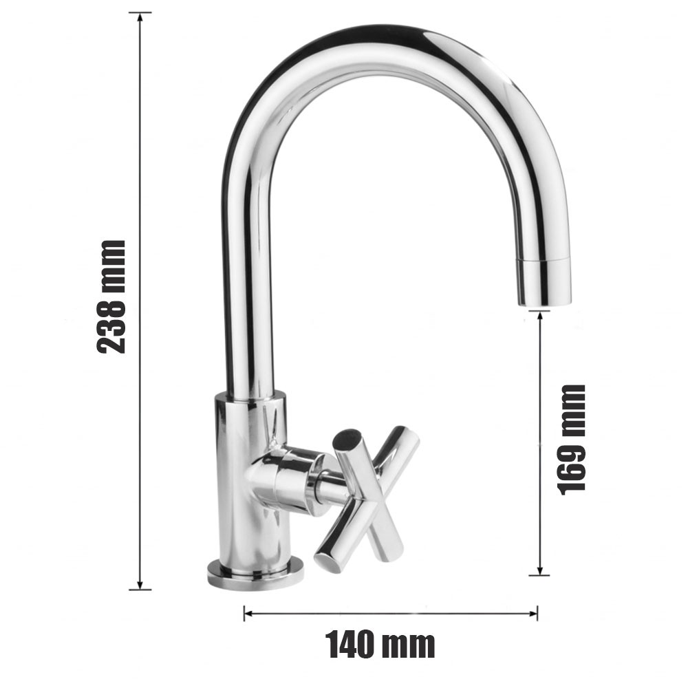 Mitigeur de lave-mains chromé de 24 cm pour WC