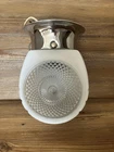 Vintage Milk Glass Ceiling Light Fixture 3 3/4” Fitter Chrome Base w/Outlet