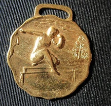 Vintage Track Hurdles Runner   *WATCH FOB*   --   VINTAGE stamped brass