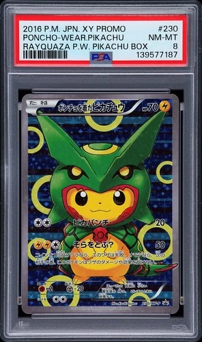 2016 POKEMON JAPANESE XY PROMO #230 PONCHO-WEARING PIKACHU PSA 8