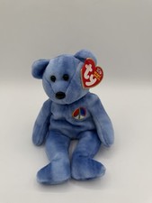       Ty Beanie Baby Peace Bear   2003   Retired   Blue Plush w/Peace Symbol