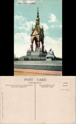 Postcard London Albert Memorial Monument Vintage Postcard 1910