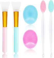 6 PCS Silicone Face Scrubber Brush Set, 2Pcs Lip Scrub Brushes and Face Cleansin