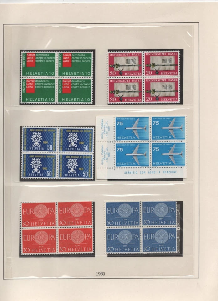 SWITZERLAND 1960-1963 MNH COLLECTION OF 70 IN BLOCKS OF 4 INCLUDES SC. #406-409 - Image 2 of 4