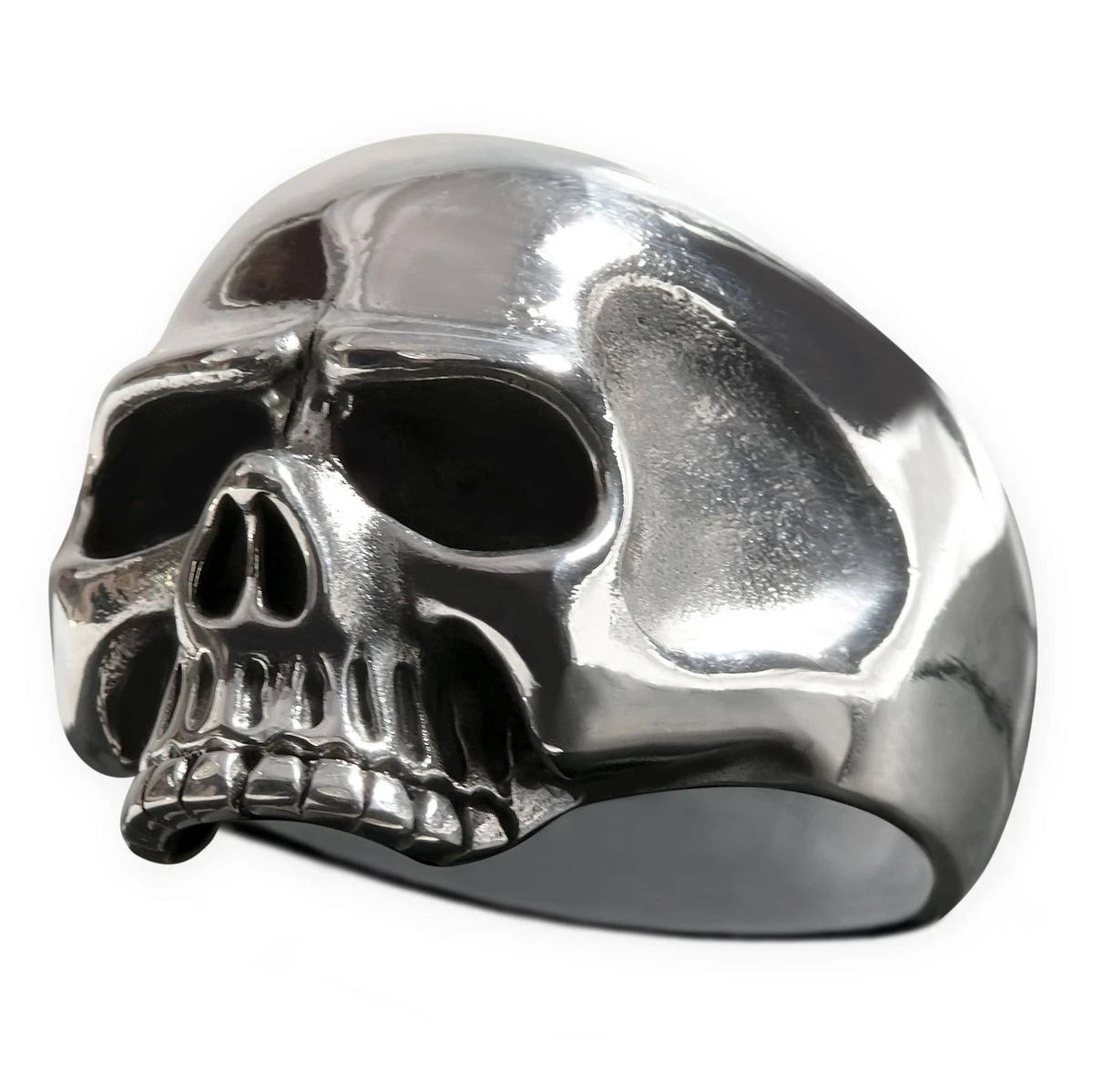 Anello Uomo Biker Con Teschio E Ossa Jack Lo Squartatore – Ottone Massiccio – Misura 11 (Mignolo)