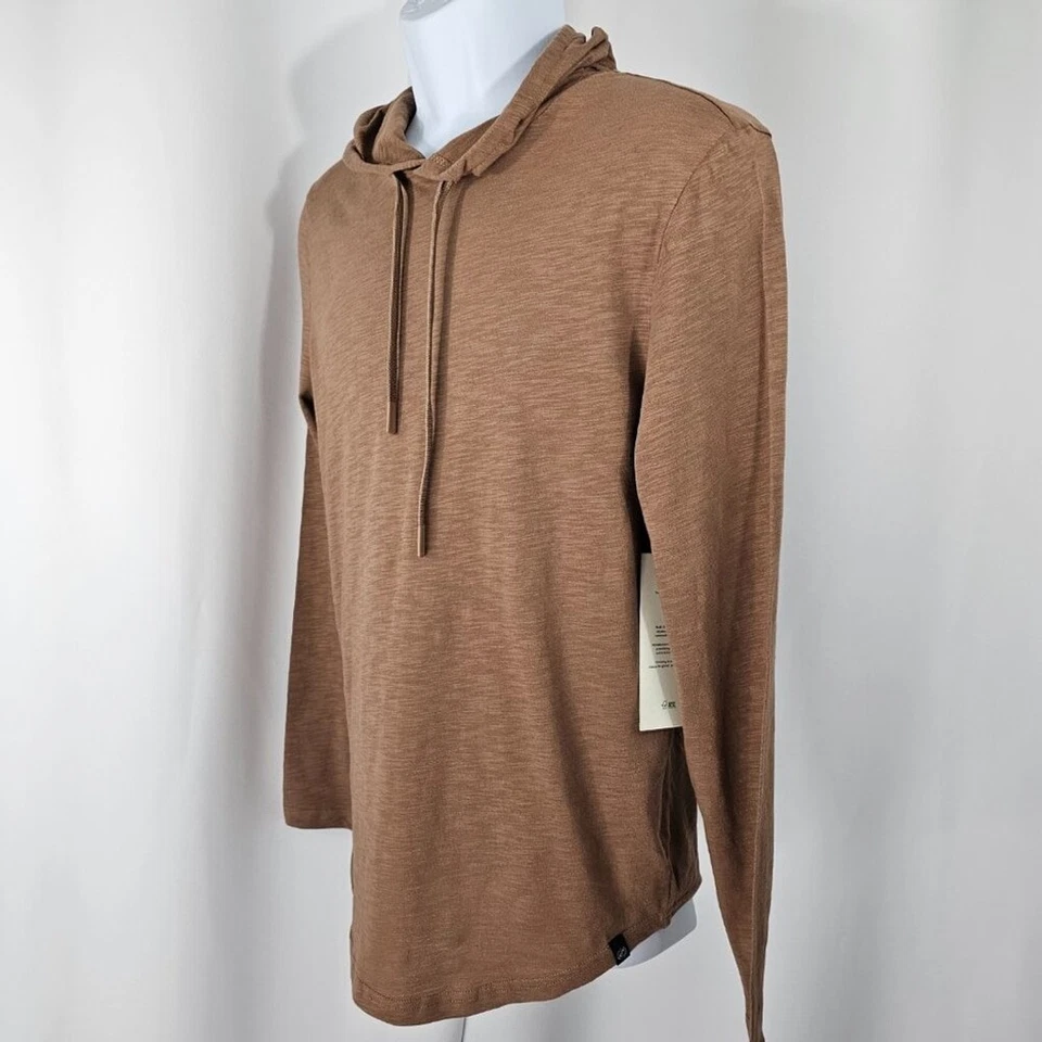 Threads 4 Thought Men's Tan Organic Cotton Long Sleeve Hooded T-Shirt Size S NWT - Image 4 of 4
