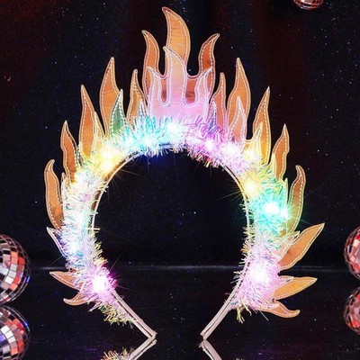 Light up Fire Flame Headband Glow Costume Headpiece Cosplay  display picture 1