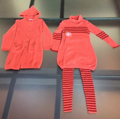 CLAYEUX KOMPLETT MANTEL KLEID UND LEGGINGS MÄDCHEN 10-12 JAHRE LACHSROSA