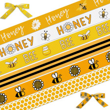 6 Rolls 18 Yards Bee Ribbon for Gift Wrapping Crafts Wreath Bows 3/8'' Honeycomb