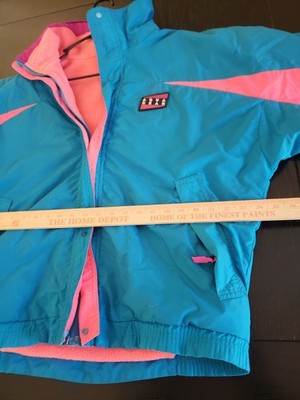 Vtg 90s NIKE Aqua Gear Puffer Jacket Mens L RARE Swoosh Neon Blue