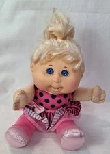 Cabbage Patch Kids Blonde “Ashley Jade” Plush Doll Polka Dots 12” Black Pink