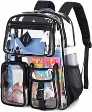 Clear Backpack for School,Heavy Duty PVC Transparent Bookbag for Girls Stadium A