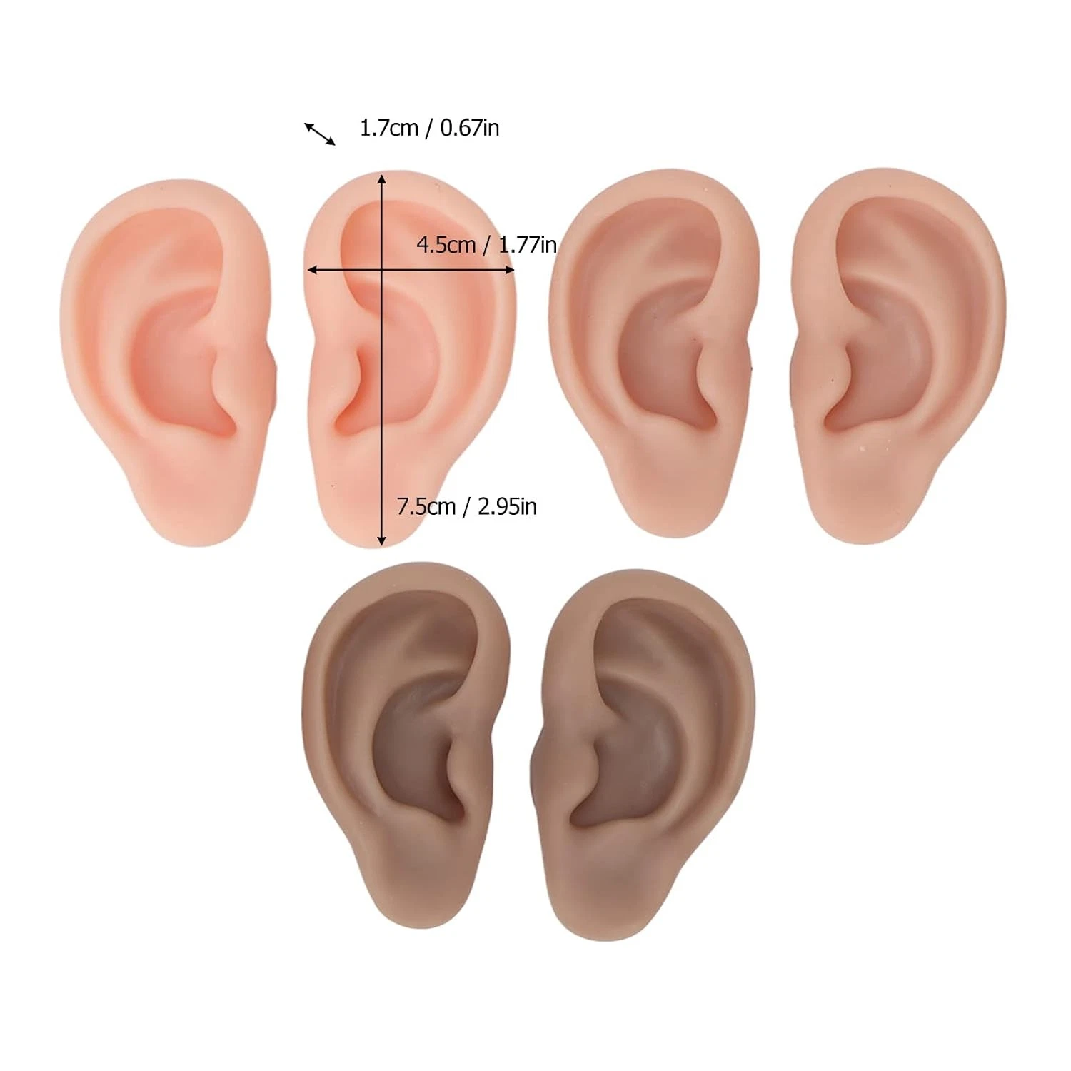 6 Pairs Silicone Ear Model for Piercing Practice - Soft Flexible Reusable Fake E image 10