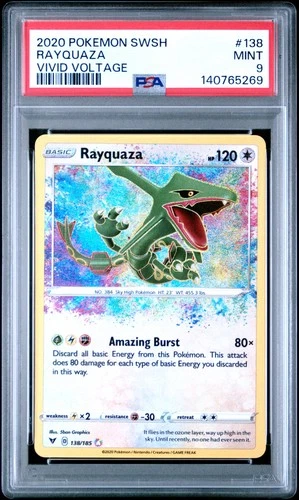 2020 POKEMON SWORD & SHIELD VIVID VOLTAGE #138 RAYQUAZA PSA 9