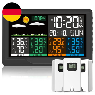 Wetterstation Funk Mit Außensensor, Multifunktionale Wetterstation Funk Mit 3 Au