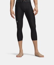 Men's Under Armour 3/4 Spandex Running Tights Compression Pants Black Pocket M