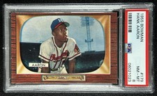 HANK AARON PSA 8 (7 HIGHER) 1955 BOWMAN BASEBALL #179 NM-MT