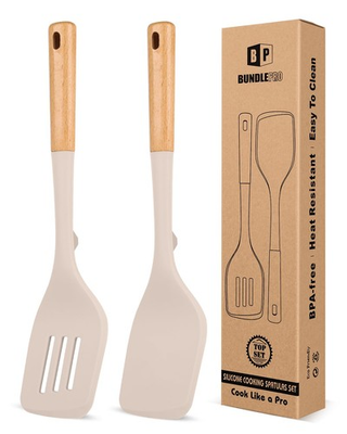 #ad #ad Pack of 2 Large Silicone Spatula Heat Resistant Solid Turner Large Khaki $21.82