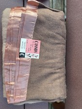 VTG Cannon Braton Bay Rayon Blanket 72x84 Full Brown Stripe Made in USA NOS
