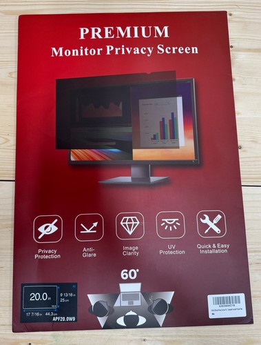 20.0" Premium Monitor Privacy Screen Filter Anti-Glare UV Protection 60° View