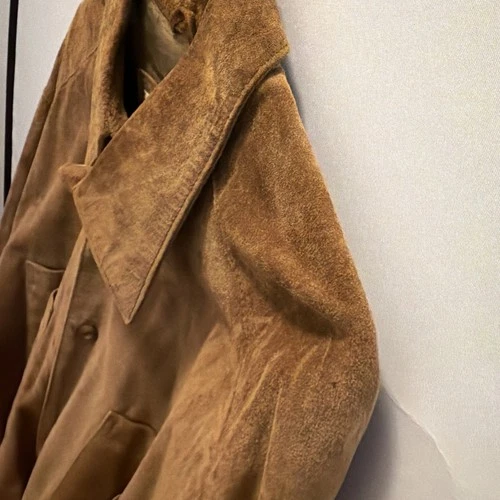 VTG Perry Ellis Mens Suede Leather Shirt Jacket L Lined Button Patch Pockets image 11