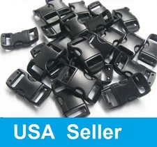 100 1000 50 25 1/2" 0.5 Inch Curved Side Release Buckles Black Webbing Straps 