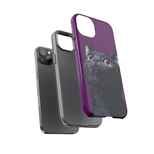 For iPhone | Samsung Galaxy | Pixel Phone Case - Black Cat Purple - Picture 82 of 255